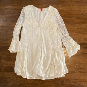 Beige Lace Long Sleeve Dress